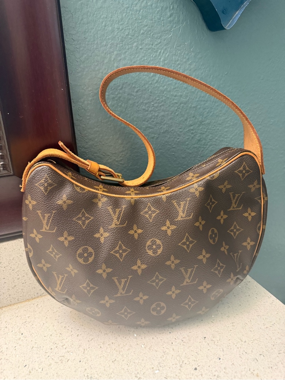 Louis Vuitton Monogram Crescent Shoulder Bag in Brown and Tan